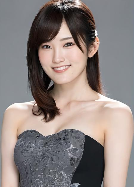 44176-844152959-Yamamoto Sayaka,1girl,solo,smile,brown hair,bare shoulders,looking at viewer,upper body,simple background,realistic,black eyes,l.png